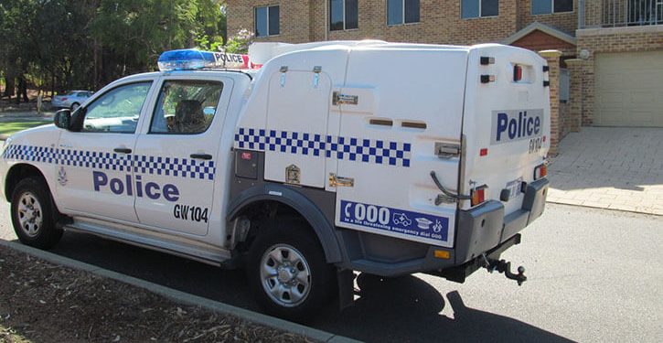 WA police vehicle assisting in cannabis raids