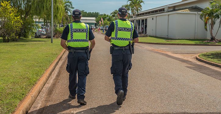 Australian police officers looking for cannabis