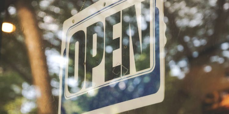 Open sign on a cannabis dispensary